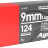 aguila ammunition 9mm luger 124 grain full metal jacket brass case pistol