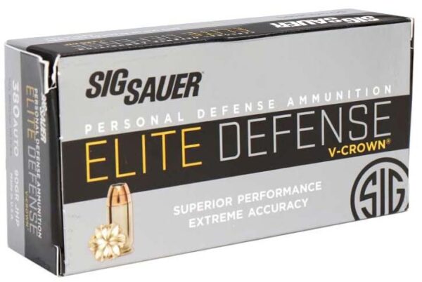 sig sauer v crown 380 acp 90 grain jacketed hollow point brass cased